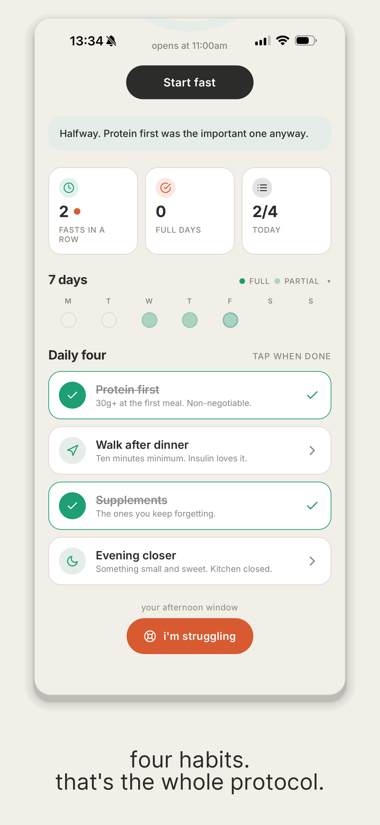 Daily four habit checklist in Resista